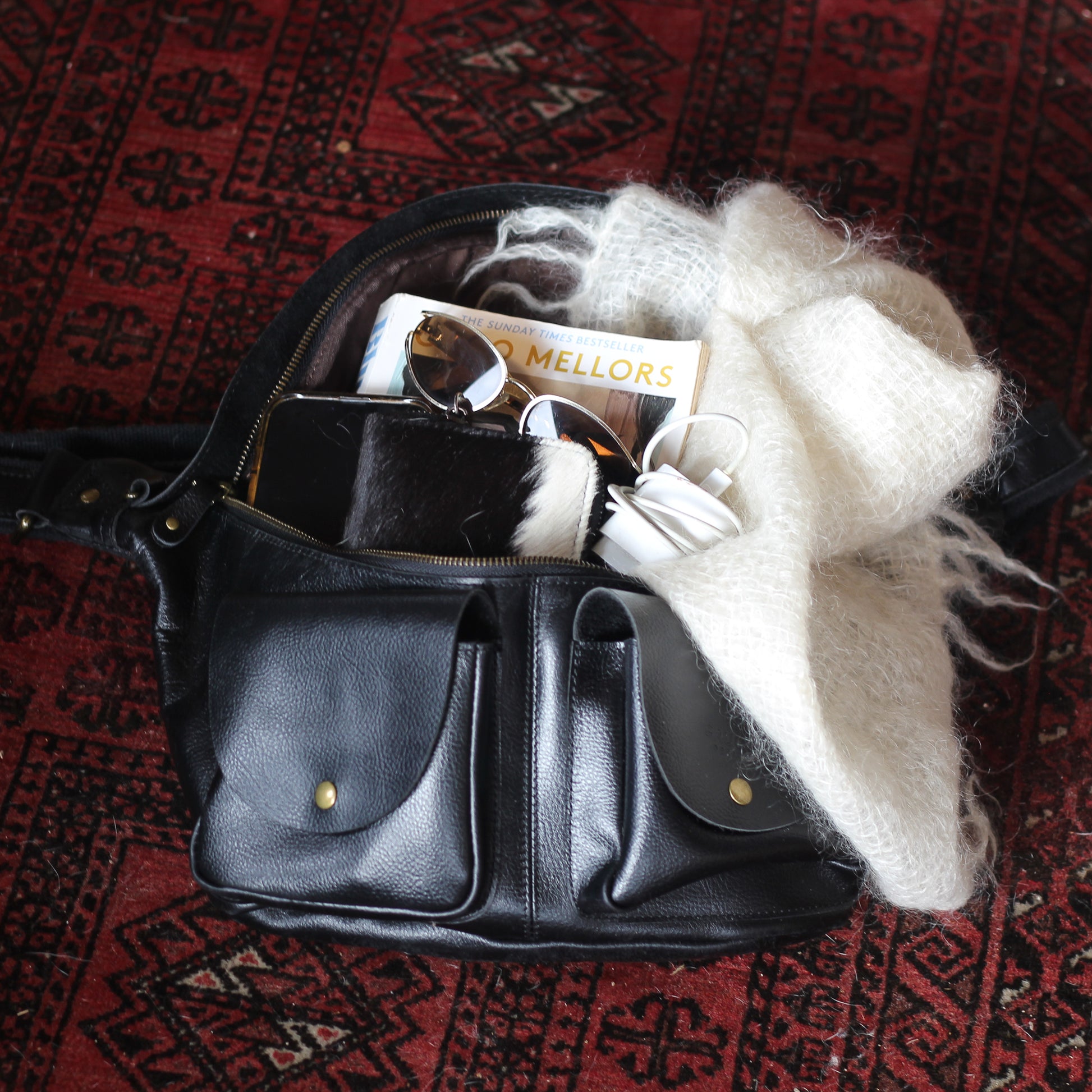 black leather crossbody bag