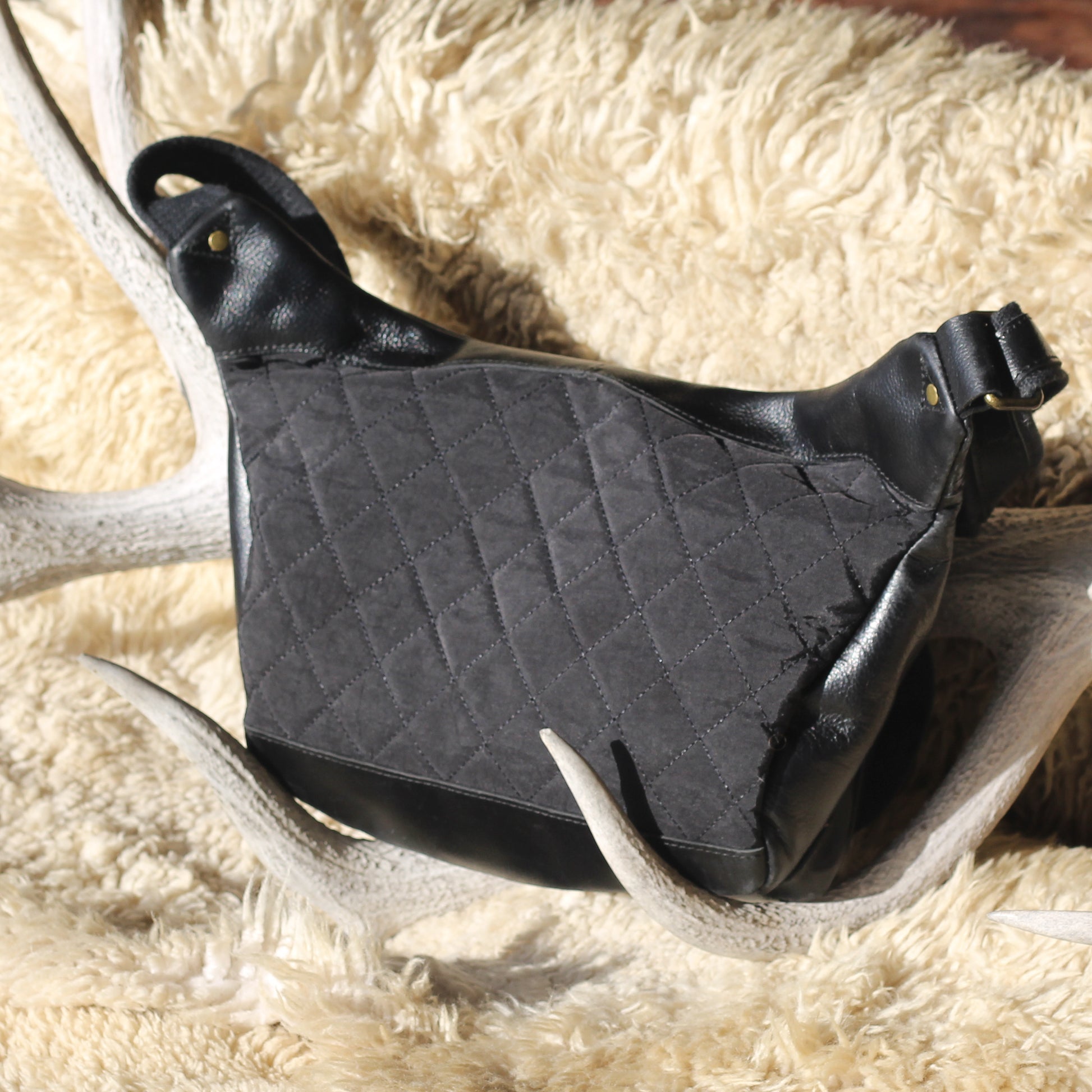 black leather bag