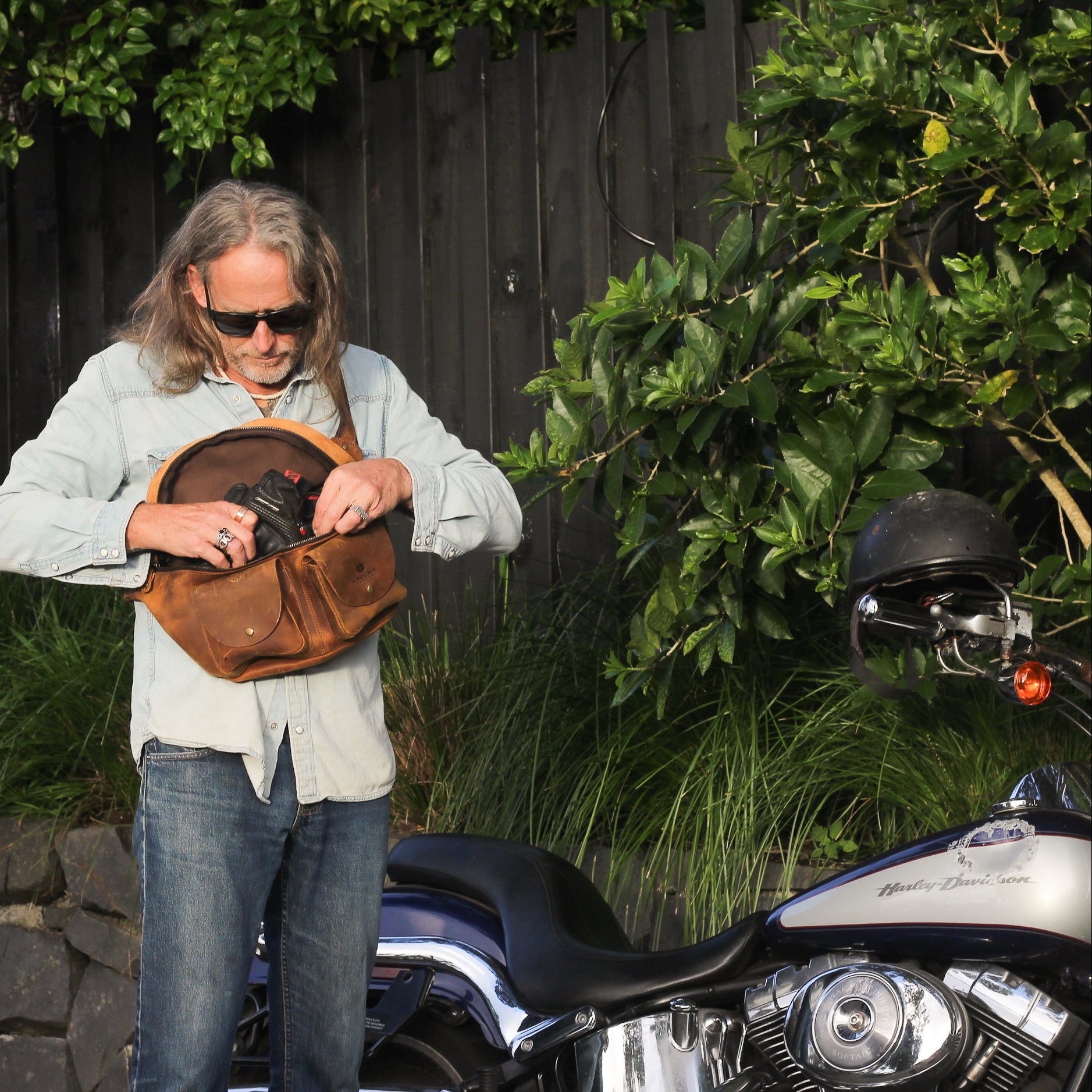 leather crossbody bag for men - motorbike bag