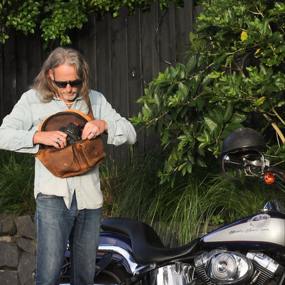 leather crossbody bag for men - motorbike bag